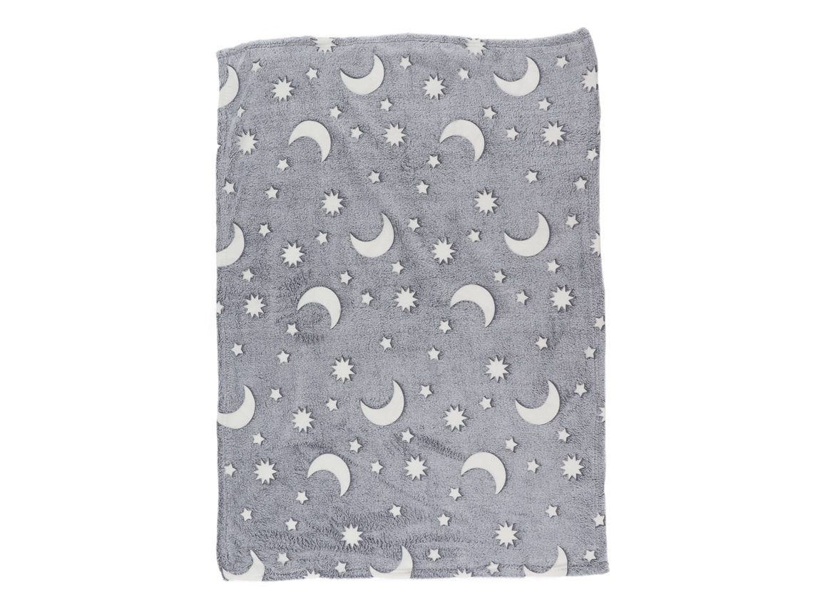 Cobertor Luminoso Duas Faces Poliéster Macio 1.52x1m para Crianças Quarto Cinza