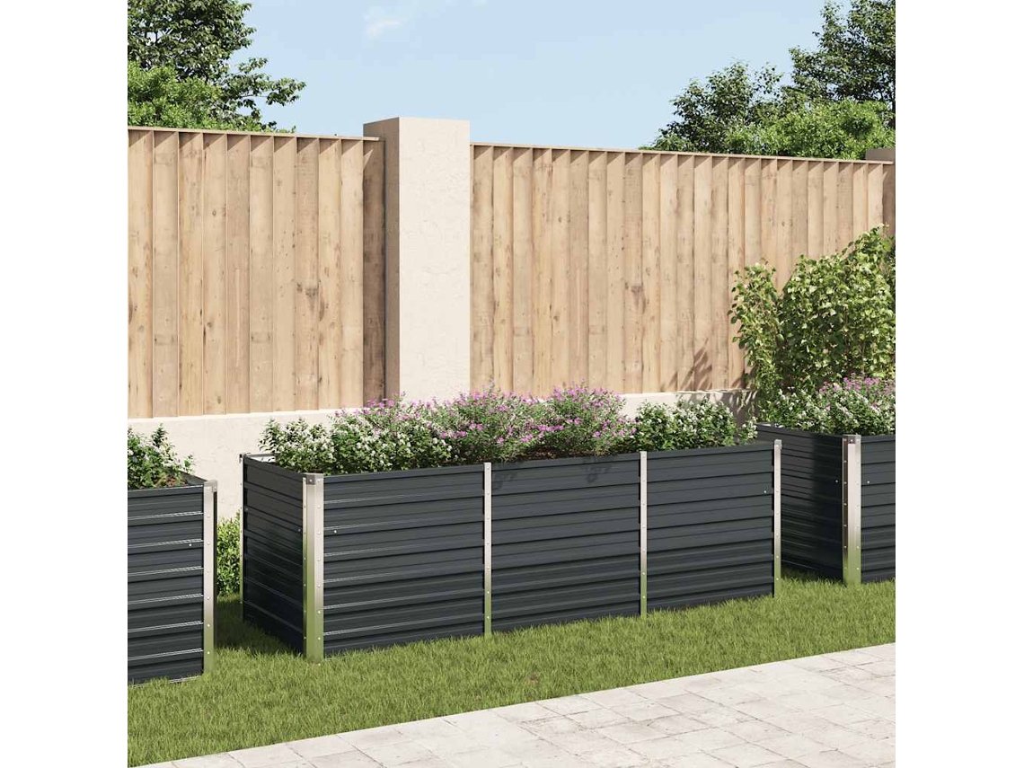 Floreira Canteiro Elevado Jardim HarlanV1 (240x80x77 cm) em Aço Galvanizado Antracite