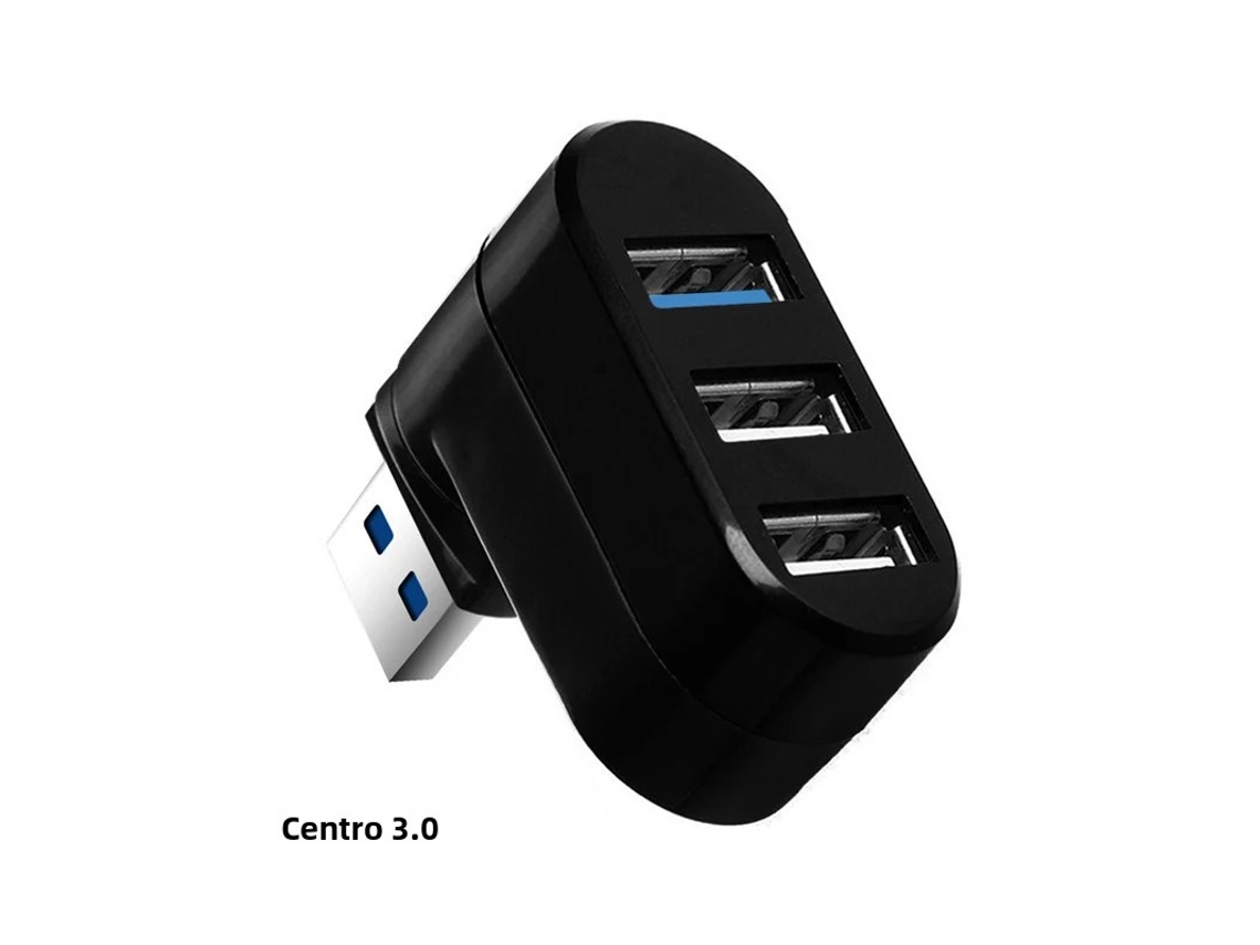 Hub USB 3.0 3 em 1 com 3 Portas e Leitor de Cartões AQUAFORGE (preto)