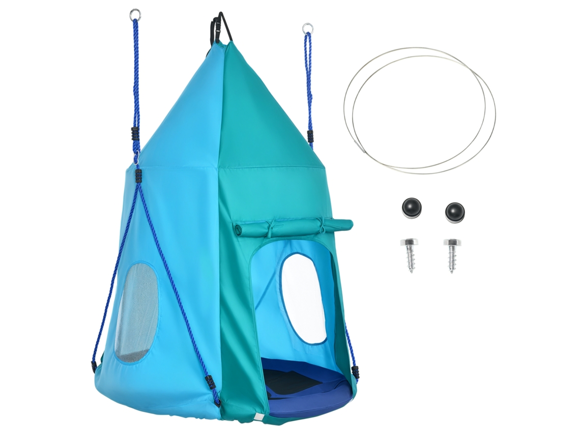 Balanço infantil ajustável para jardim, com encosto e proteção, aço e PP, 128x155x157 cm, verde ZENCORE SERVICES