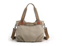 Bolsa De Ombro Multifuncional Para Mulher De Lona Casual Hobo Grande Para Trabalho Escola Praia Cinza Caqui