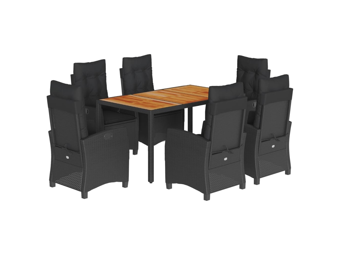 Garden Dining Set, Garden Dining Sets Vidaxl Preto Rattan / Vime (150 Cm Table Length)