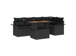 Conjunto 6 Conjunto De Móveis Para Exterior Vidaxl Preto Vime Pe (100 X 55 X 73 Cm)