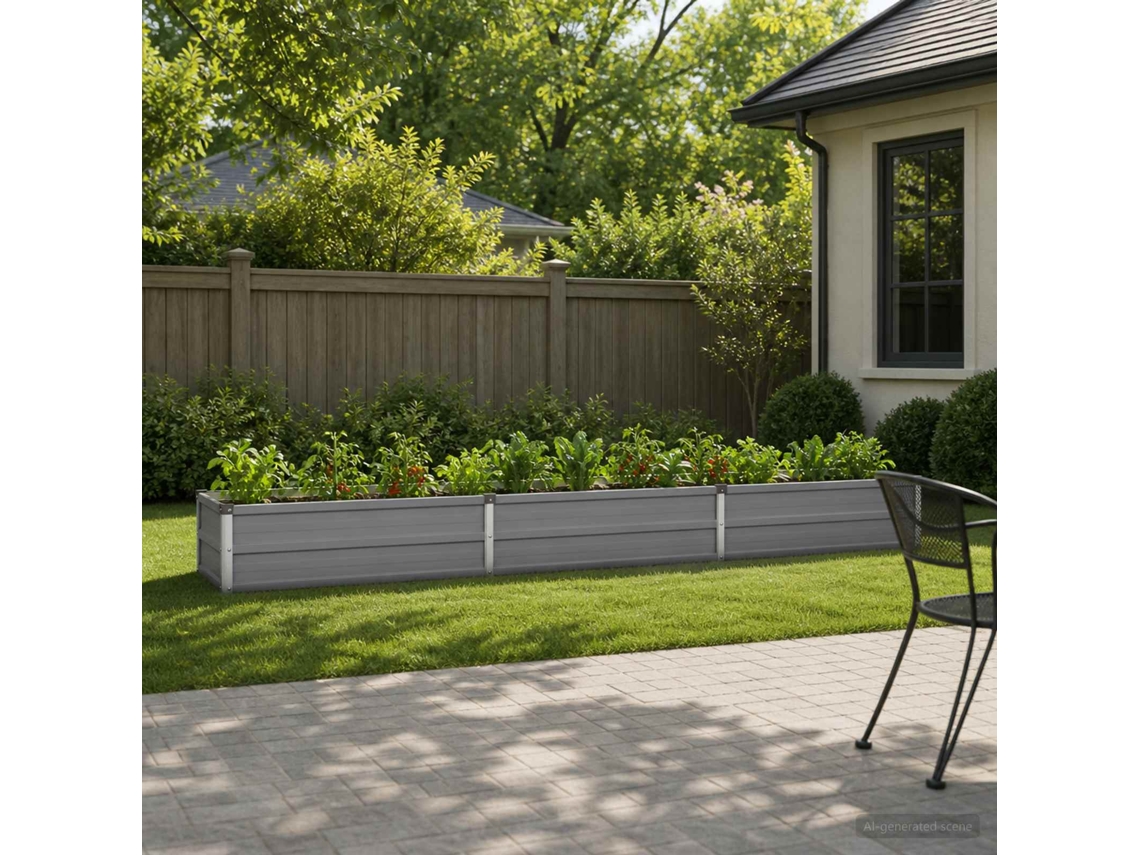 Vidaxl Cama De Jardim Elevada Cinzento 240 X 40 X 24 Cm