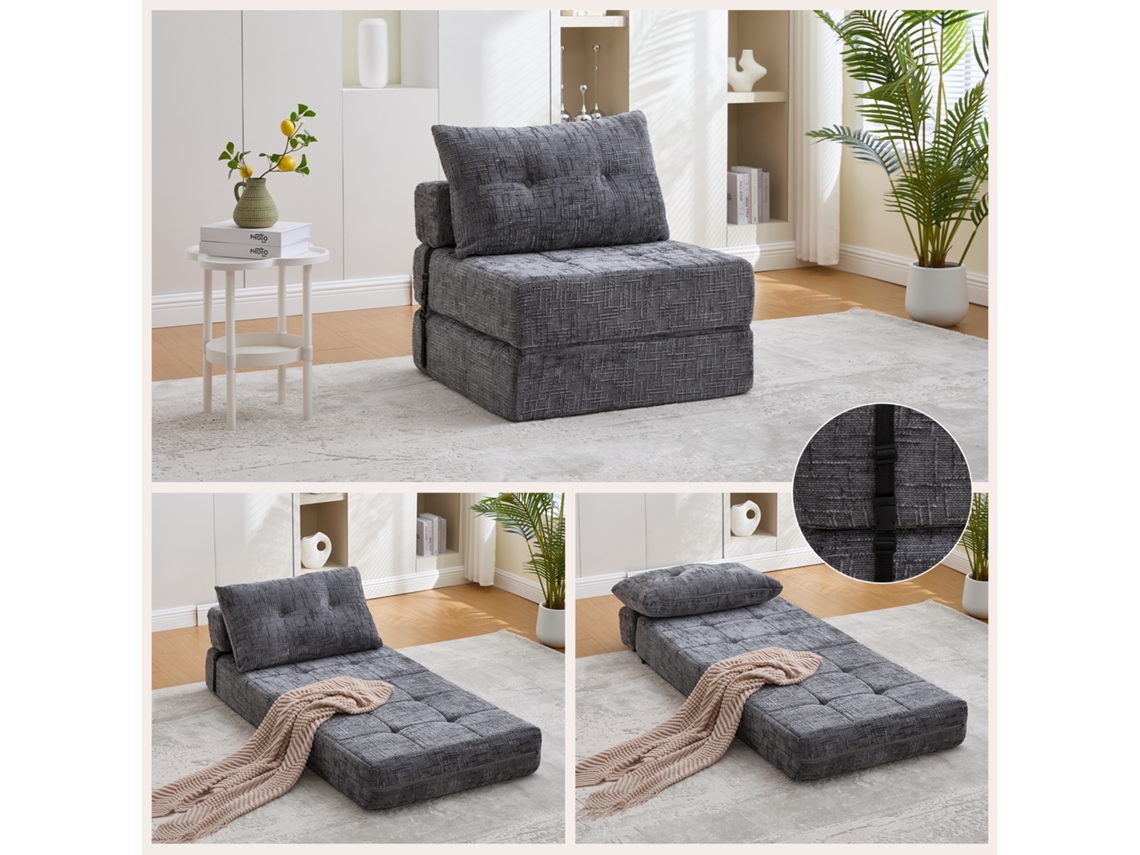 Sofá-cama Dobrável, Travesseiros+colchão, Portátil, Sala/quarto-ty