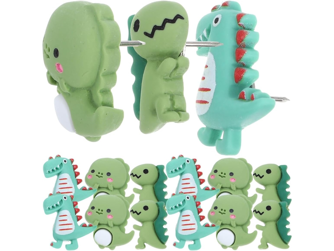 Conjunto de 20 tachininhas decorativas e criativas em resina com formato de dinossauro, resistentes e ideais para pinturas.