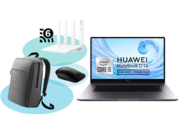 Pack HUAWEI Portátil MateBook D15 (15.6'' -  Intel Core i5 - 8 GB - 256 GB SSD) + Mochila + Rato + Router