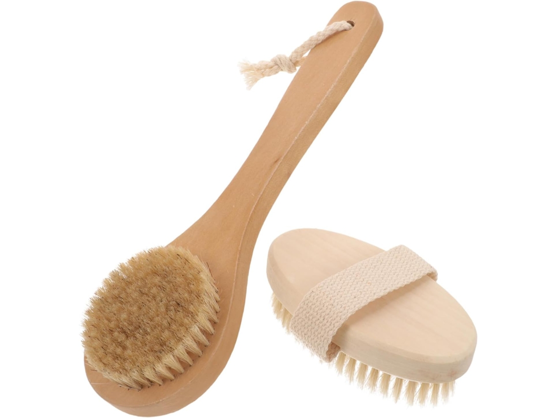 Conjunto De 2 Escovas Banho Esfoliantes Macias Com Cerdas Suaves, Escova Corporal Ergonômica Com Cabo Médio Para Limpeza