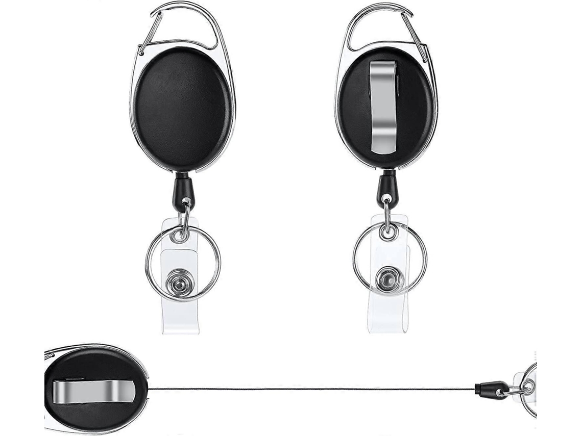Porta-crachás Retrátil, 2 Unidades, Chaveiro Retrátil Resistente, 2 Em 1, Com Clipe Retrátil E Suporte Para Chaveiro/crachá De Identificação.