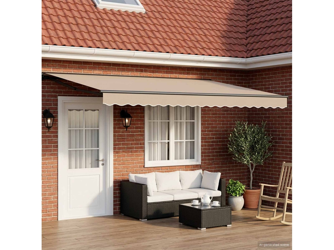 Vidaxl Toldo Retrátil Elétrico Bege E Antracite 4 × 3 M