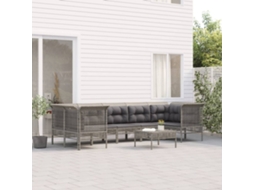 Vidaxl 8 Pcs Conjunto Lounge De Jardim C/ Almofadões Vime Pe Cinzento