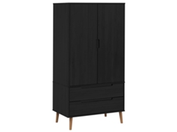 Conjunto 1 Armazenamento Para Guarda-roupa Vidaxl Preto Madeira De Pinho Maciça (90 X 55 X 175 Cm)
