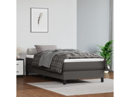 Cama Com Molas/colchão 90x200 Cm Couro Artificial Cinzento