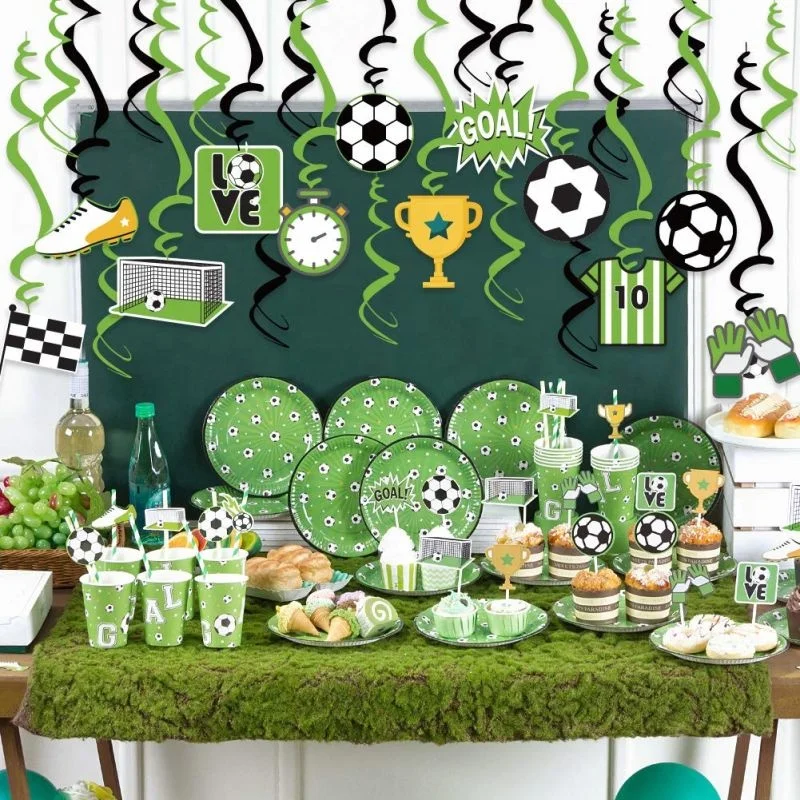 Conjunto De Decoração Para Festa Aniversário Com Tema Futebol, Incluindo Enfeites E Acessórios Mesa, Um Sucesso Vendas!