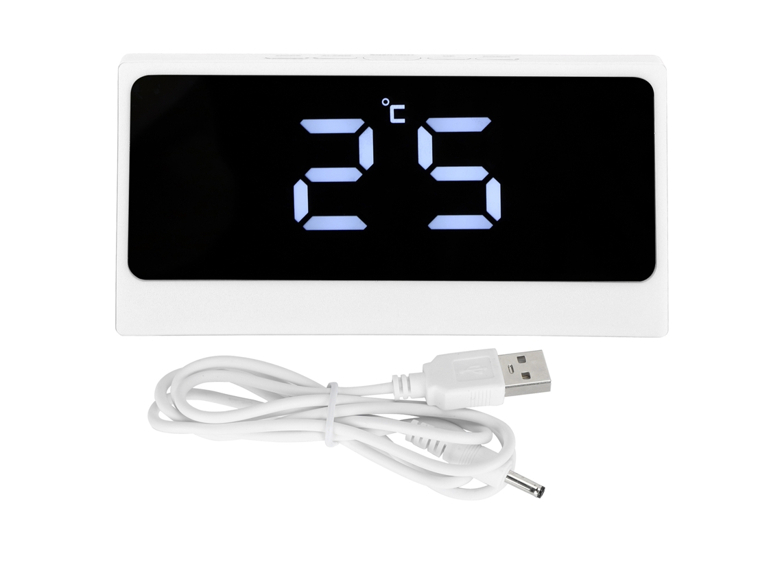 Reloj Despertador Led Digital Inteligente Con Temperatura Fecha Luminoso Espejo Maquillaje Blanco