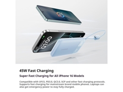 Baseus Enerfill Fc11 45w 73wh 20000mah Power Bank Com Display Digital,cabo Usb-c E Ip Integrado,fonte De Alimenta??o Externa Com 2 Entradas E 4 Saídas