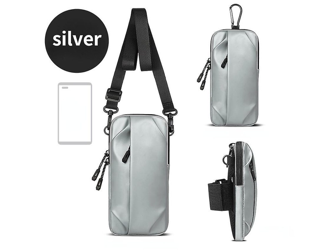 Bolsa De Braço De Couro Para Celular À Prova D'água Para Corrida Esportiva Outdoor Sliver