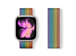 Bracelete de aço inoxidável magnético Milanese Loop arco-íris para Apple Watch 46/49/45/44mm XIAOMOYU