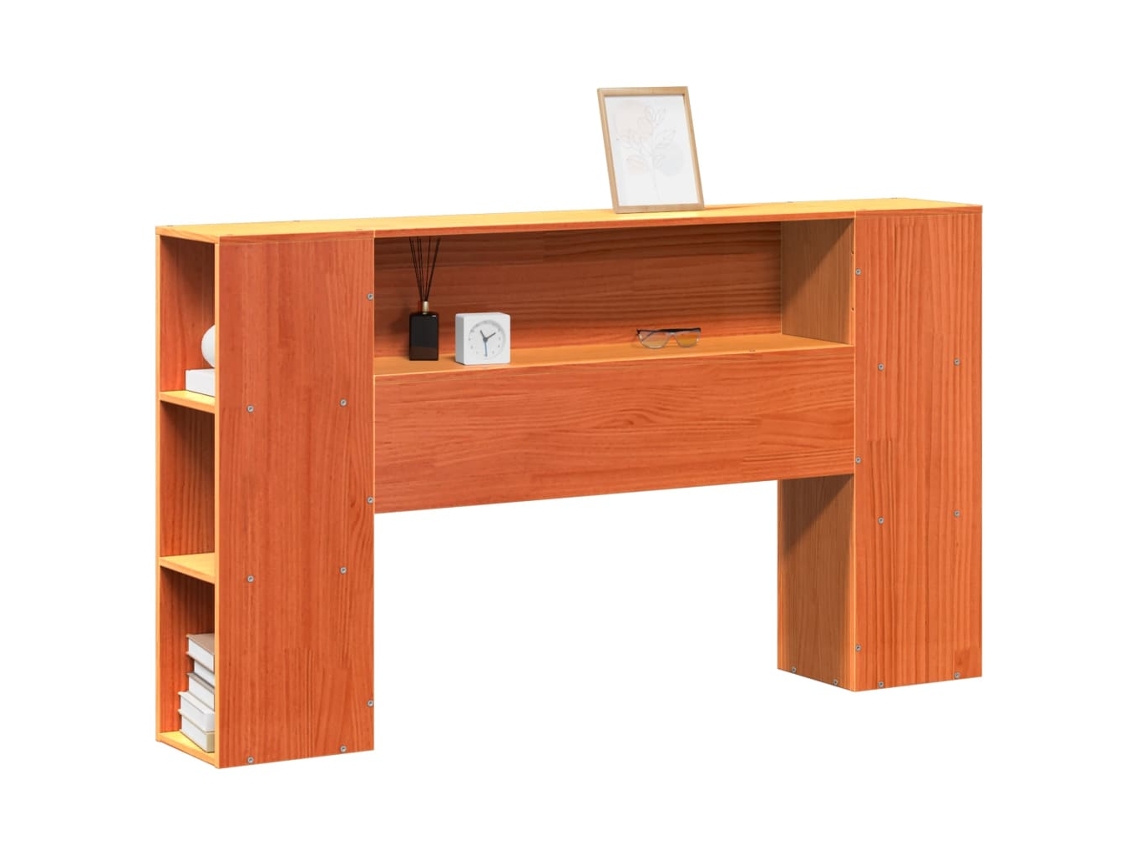 Cabeceira com Arrumação 140 cm Pinho Maciço Castanho mel MAISON EXCLUSIVE