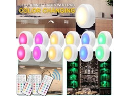 12 Luzes Armário Rgb 16 Cores Timer