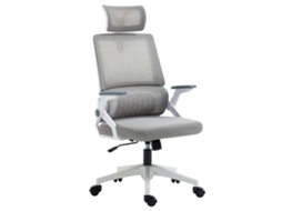 Cadeira De Escritório De Malha De Giratória Com Altura E Apoio Para A Cabeça Ajustáveis 58x61x102-119 Cm Cinza