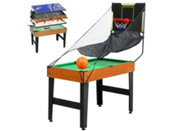 Mesa 5-em-1 Multi-jogos Futebol Mesa Infantil Bilhar Tênis Mesa Hóquei Basquete Natural 134x108x144cm Preto - Moderno