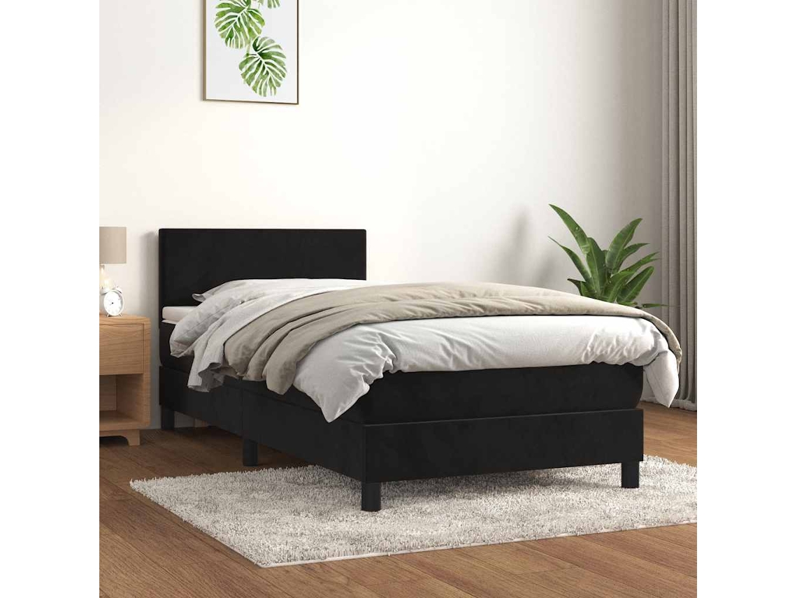 Vidaxl Cama Com Molas/colchão 100x200 Cm Veludo Preto