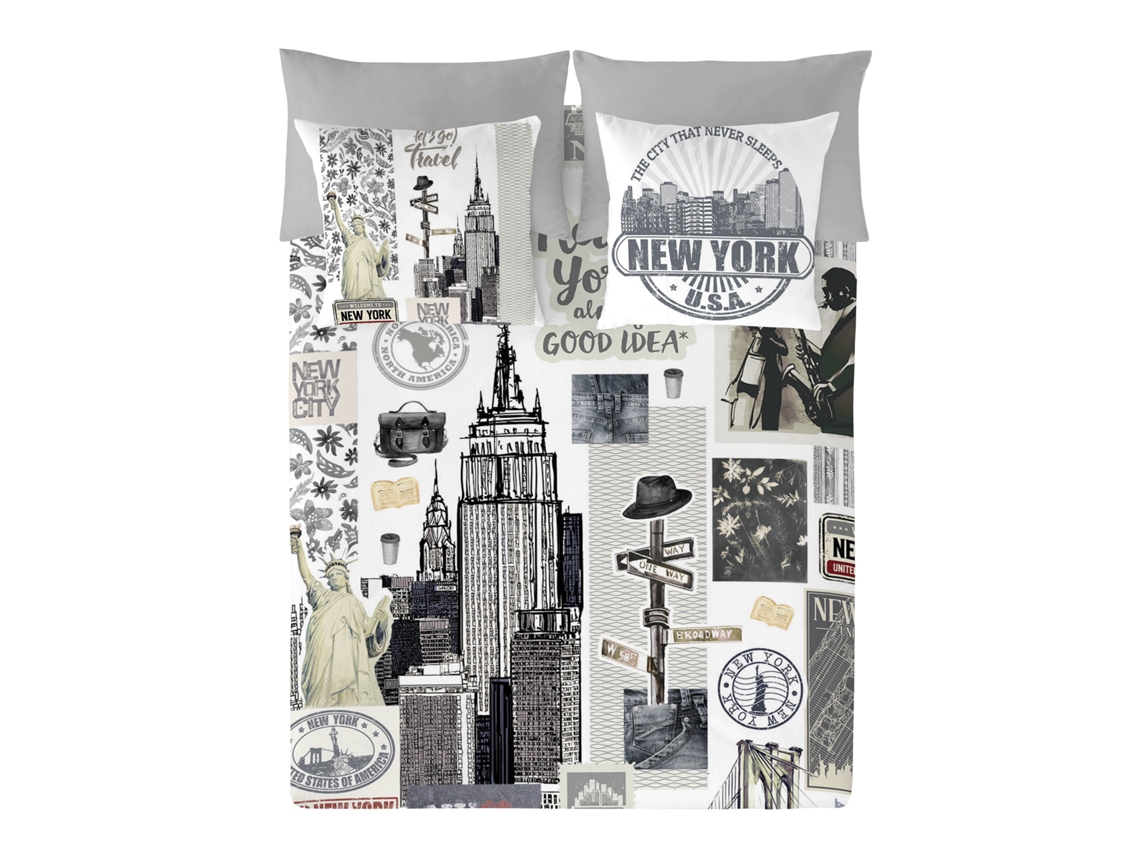 Capa de Edredão NATURALS Estampada Cama Extra Inclui Fronhas Ny Algodão Multicor (CAMA90/150x220cm45cmsolapa)