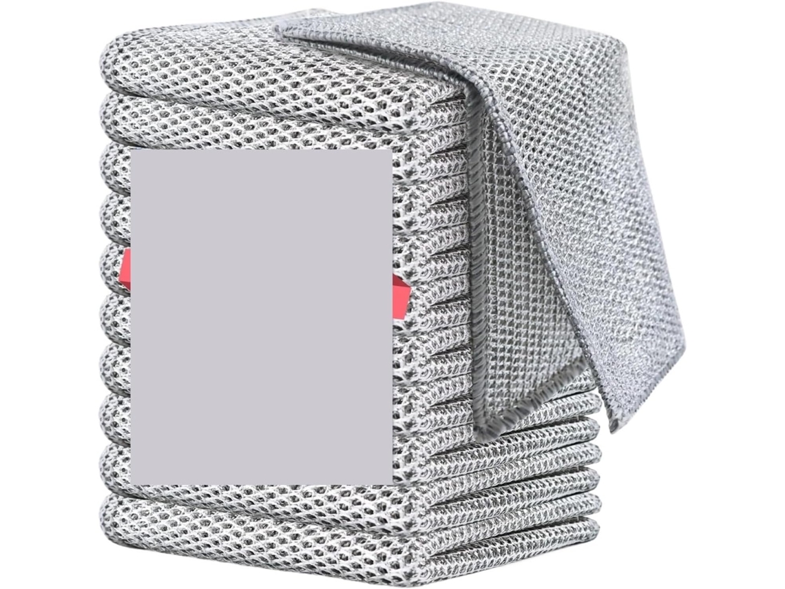 Pano De Limpeza De Microfibra De 20x20cm Com Esponja Integrada, Para Lavar Louça
