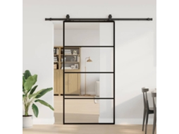 Vidaxl Porta Desliz. C/ Conj. Ferragens 102,5x205cm Vidro Esg Preto