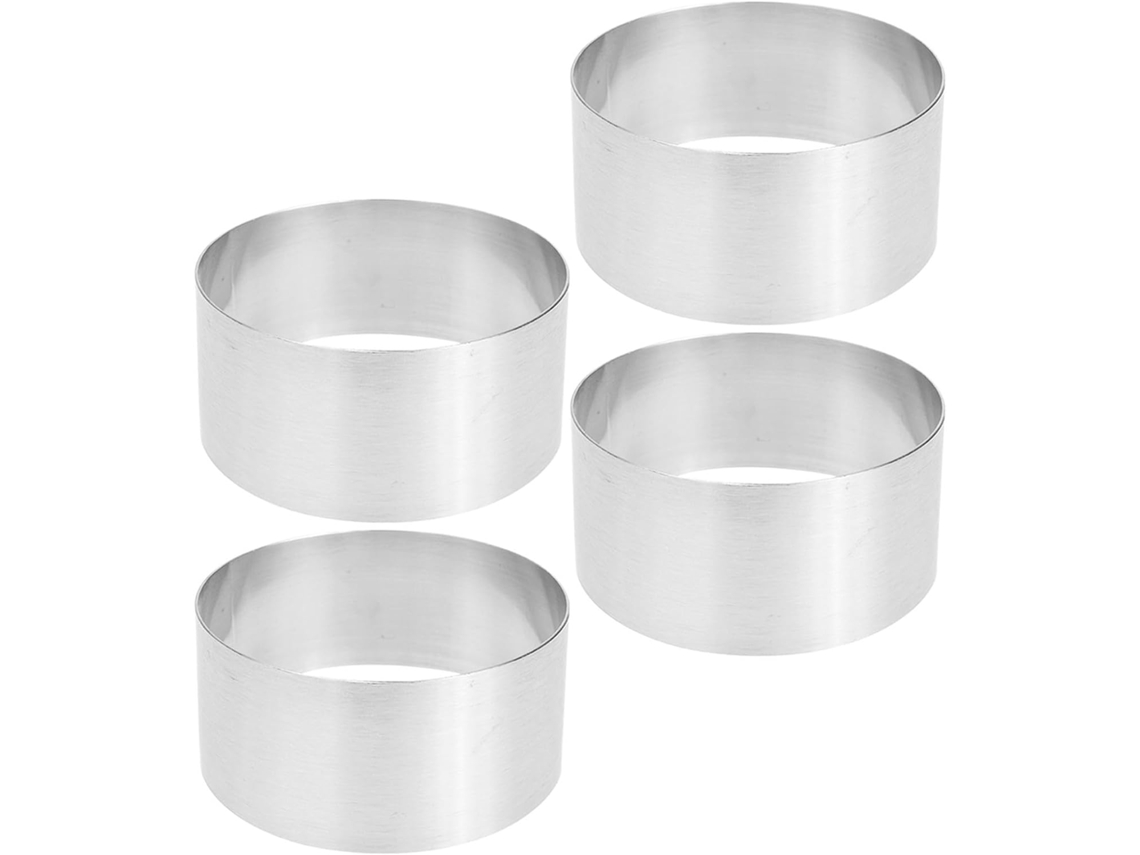 Conjunto De 4 Formas Redondas De Aço Inox Fáceis De Limpar E Usa