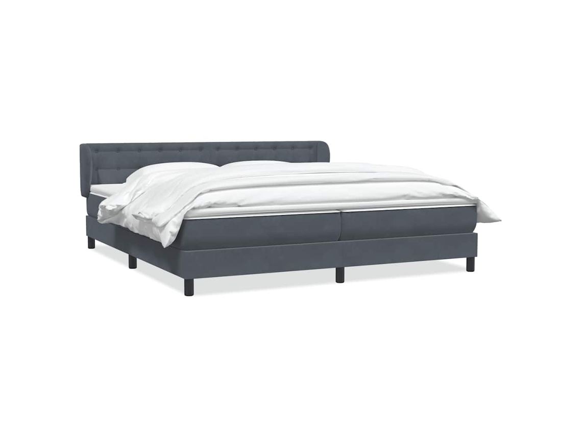 Cama com Molas/Colchões Veludo Cinzento Escuro MAISON EXCLUSIVE (180x210 cm)