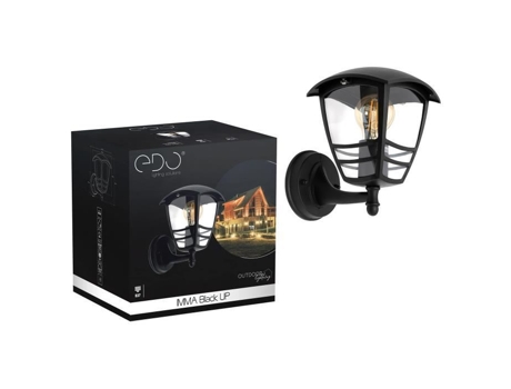 Imma Edo Black Up E27 Aplique Exterior Em Alumínio Preto Ip44 Edo