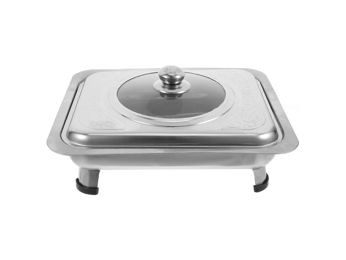 Prato De Buffet Retangular Aço Inox Com Tampa Para Armazenamento