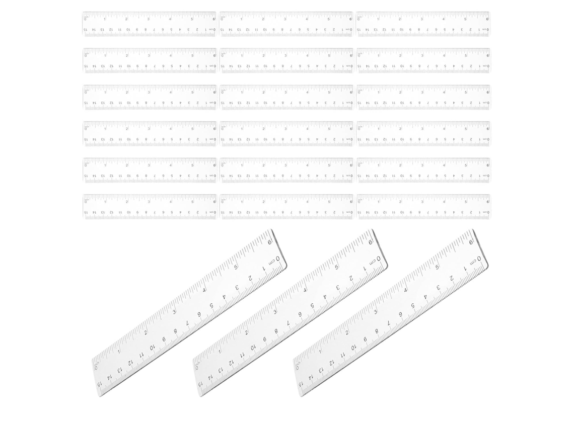 Conjunto De 50 Réguas Transparentes De Plástico Abs, 15 Cm, Com