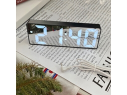Despertador digital LED Baok-reloj, espelho inteligente, silencioso para estudantes, com cabo de carregamento, caixa preta.