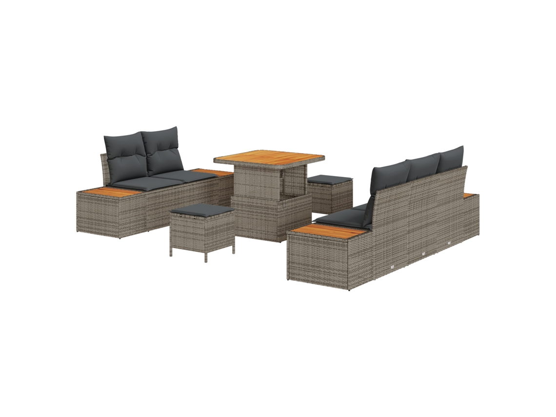 Conjunto 8 Assentos De Jardim Vidaxl Cinzento-claro Vime Pe (80 X 80 X 71 Cm)