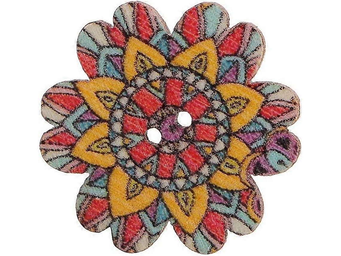 Botões Decorativos Madeira Retro Girassol 15mm 100 Peças