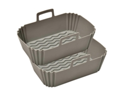 Tapete Retangular Grande De Silicone Cinza Para Fritadeira A Ar (2 Peças), Resistente A Altas E Baixas Temperaturas E Seguro Para Alimentos, Ideal Par