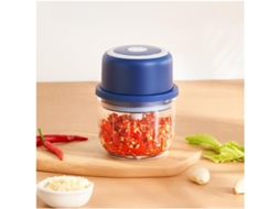 Picador De Alimentos, Processador De Alimentos Elétrico Sem Fio, Mini Moedor De Carne Com 2 Lâminas E Duas Tigelas De Vidro (azul)