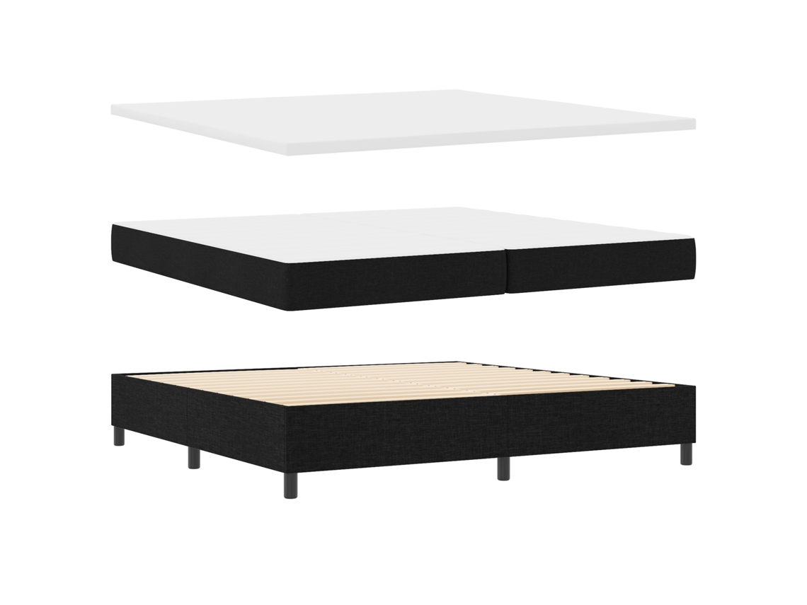Conjunto 1 Cama Box Vidaxl Preto Tecido (200 X 200 Cm)