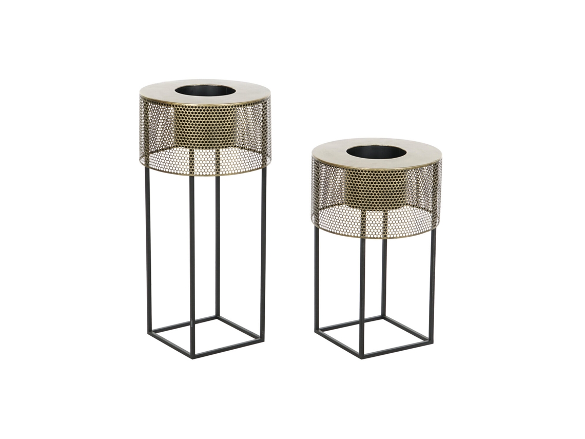 Conjunto de 2 Vasos de Metal Preto, 33x33x67cm ALEXANDRA HOUSE LIVING
