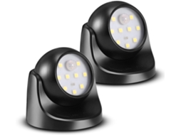 Luminária De Parede Led, 2 Unidades, 6000k, Sensor De Movimento, Alimentação Por Bateria, Resistente À Água