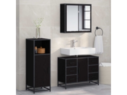 Vidaxl Conjunto De Móveis Para Banheiro Com Porta 3 Pcs Carvalho Preto