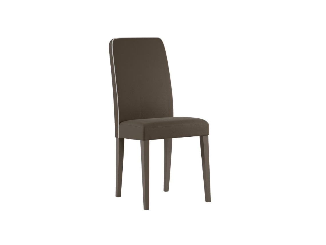 Cadeira Anita Em Couro Sintético Cinza-pombo E Branco Com Pés Em Madeira De Faia Laqueada, Cadeira Ergonômica Para Interiores - Ombrellificio