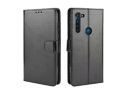 Capa De Couro Horizontal Com Textura Retrô Crazy Horse Para Motorola Moto G8 Power, Com Suporte, Compartimentos Para Cartões E Porta-retratos.