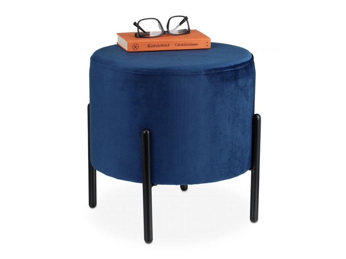 Banqueta Em Veludo Azul