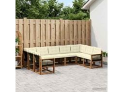 Vidaxl Conjunto De Sofás Para Exterior 9 Pcs Natural E Creme