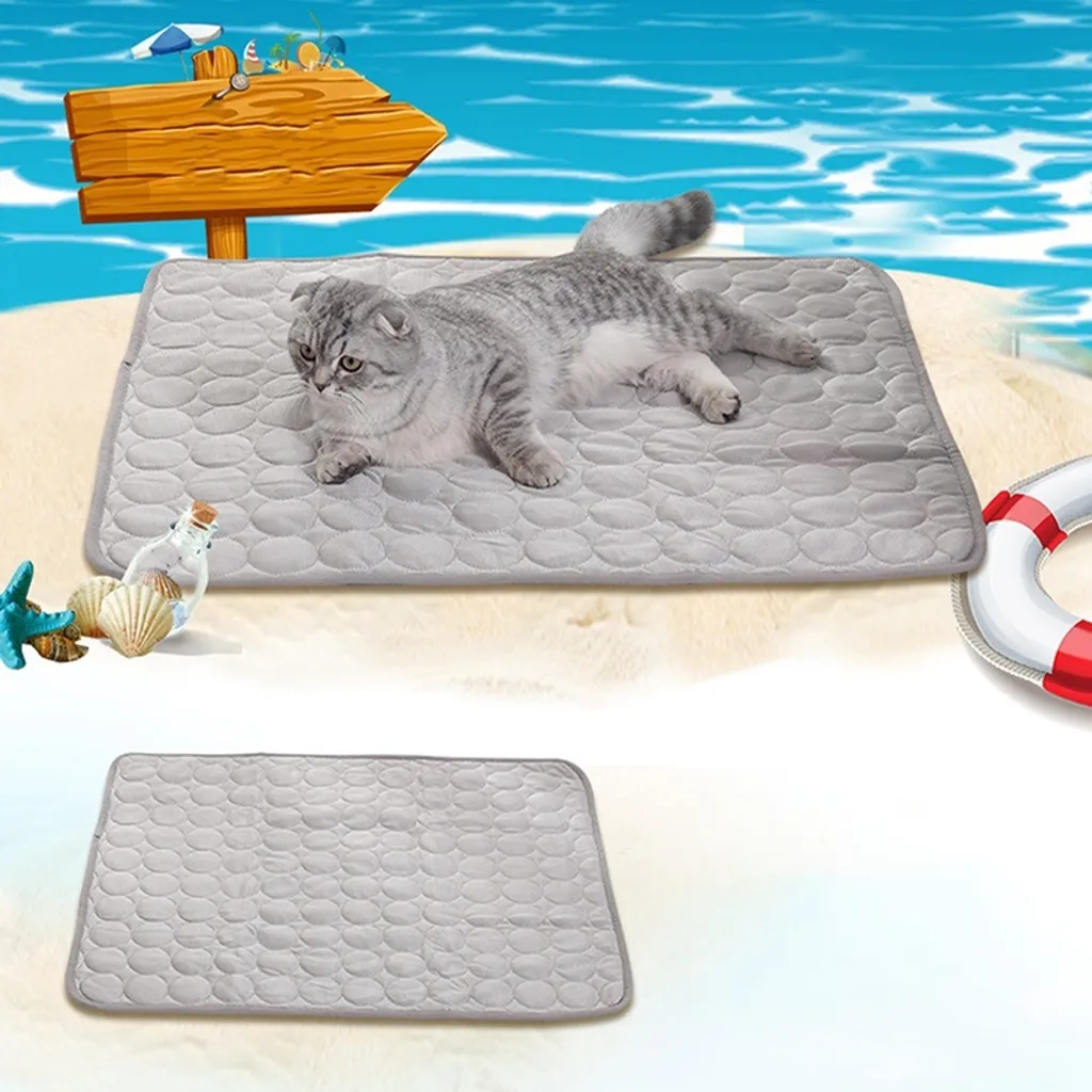 Tapete Refrescante, para Cães, Lavável, Antiderrapante, Macio, Uso no Verão, 70x55 Cm, Cinza AQUAFORGE
