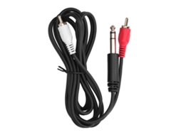 Cabo Mali Áudio 6.35mm Macho para Duplo RCA Macho, 1.5m, com Plugado Dourado, Resistente